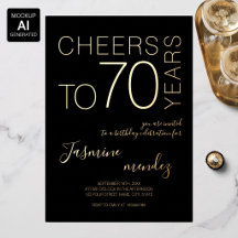 Brinde aos 70 anos Black Gold Aniversário Elegante