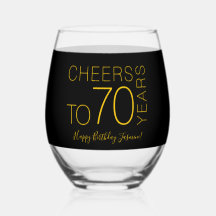 Brinde aos 70 anos Black Gold Elegant Aniversário