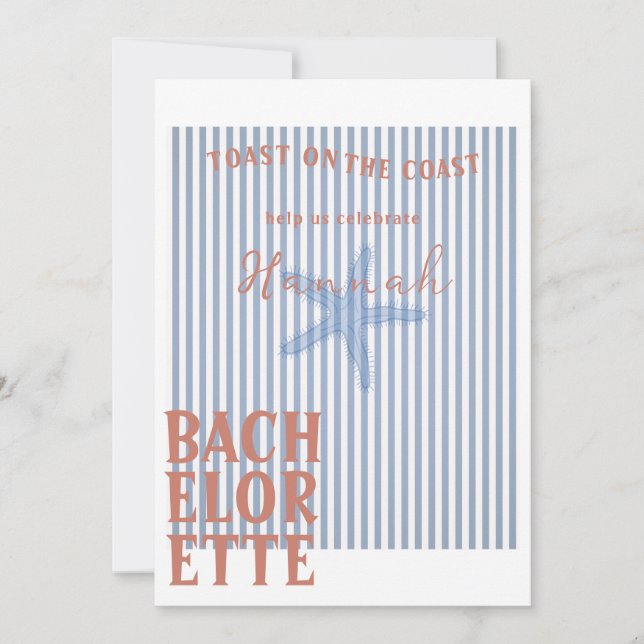 Brinde no Convite de Bachelorette Costeiro e Detal (Frente)