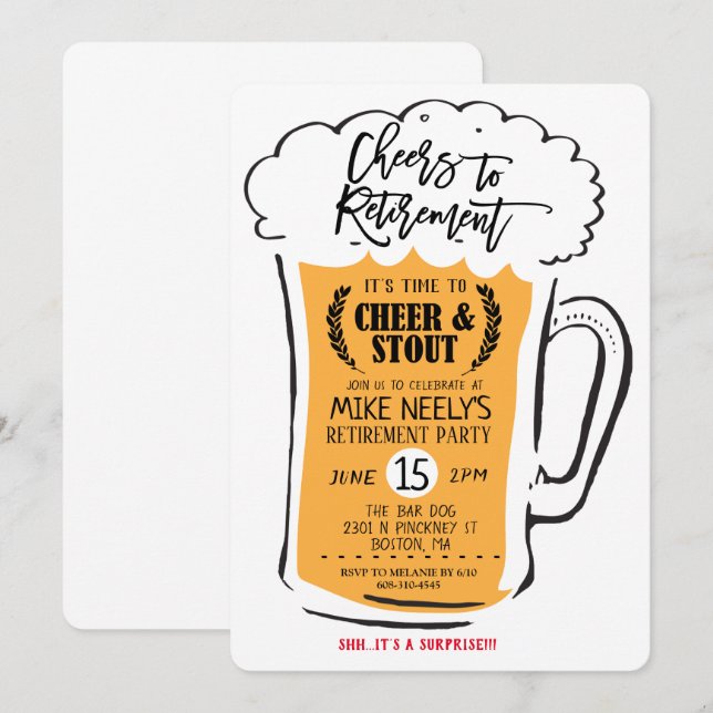 Brindes à Cerveja de Aposentadoria Convite de Apos (Frente/Verso)