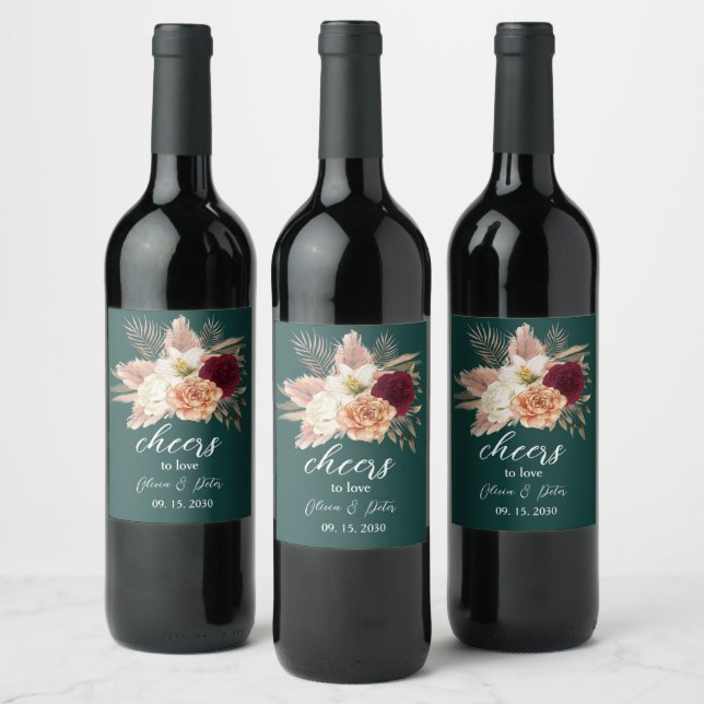 Brindes ao Amor Etiqueta de Casamento Esmeralda (Garrafas)