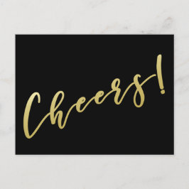 Brindes! | Cartão postal com script de ouro falso