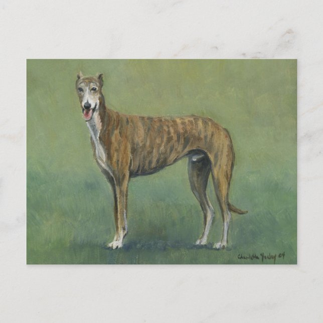 "Brindle Greyhound" Arte Canino em Cartão Postal (Frente)