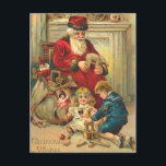 Brinquedos do cartão de Natal do papai noel do<br><div class="desc">O papai noel maravilhoso do estilo do russo com crianças e brinquedos… olharia grande com os selos de harmonização em minha loja.</div>