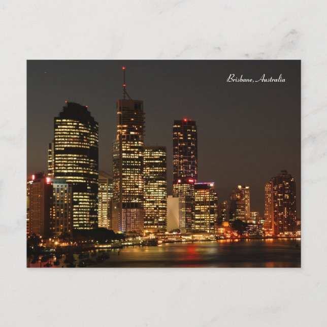 Brisbane City, Night Skyline, cartão postal austra (Frente)