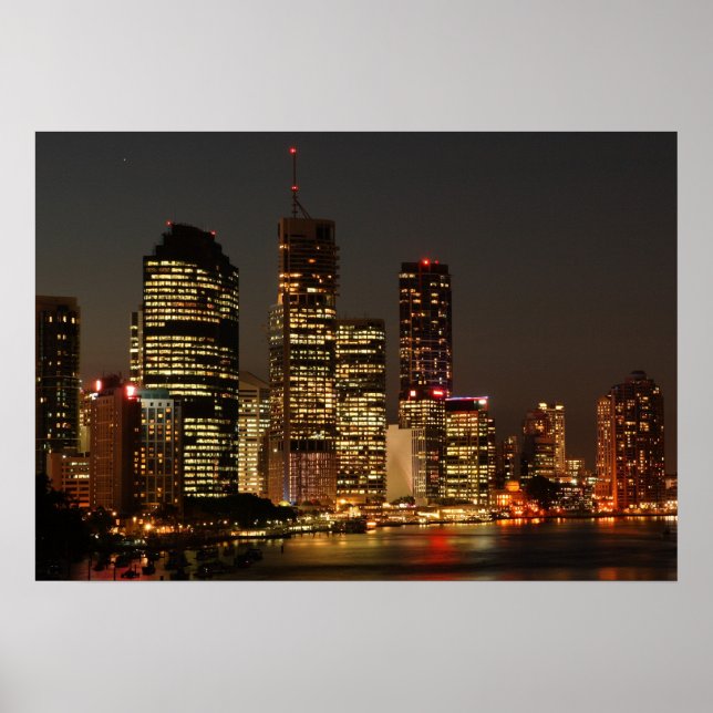 Brisbane Night Skyline. poster (Frente)