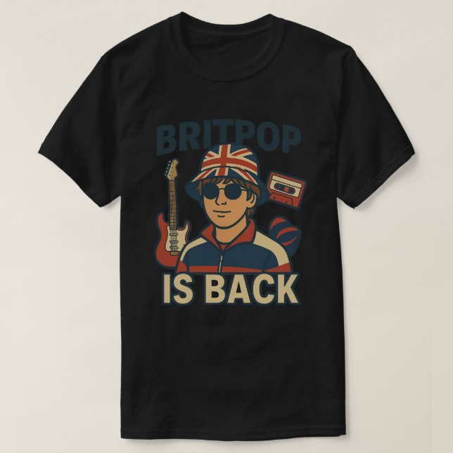Britpop é o Back T-Shirt - 90 anos Música Retro Te (Frente do Design)