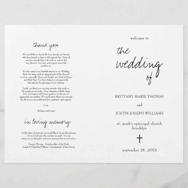 Brittany Elegant Christian Dobded Wedding Program (Frente)