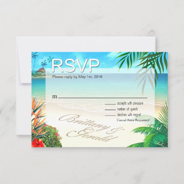 Brittany & Gerald Exotic Beach RSVP ::personalizad (Frente)