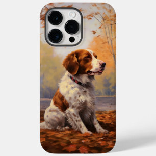 Brittany Spaniel no Outono Folhas Caídas Inspiram