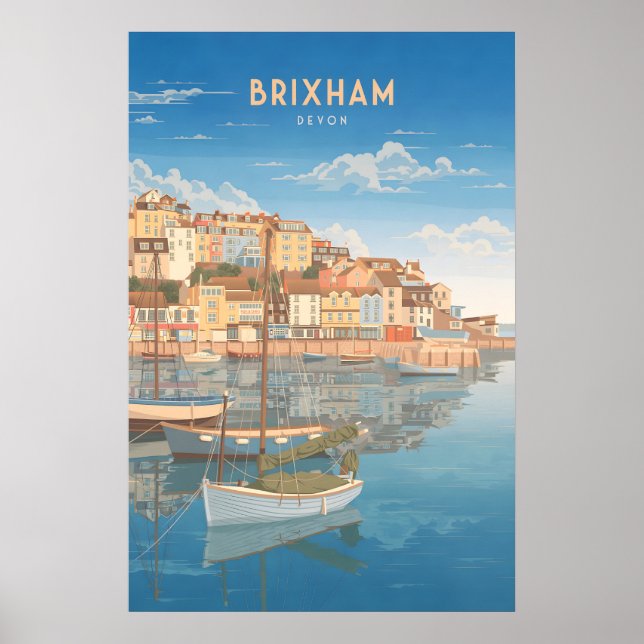 Brixham Devon Seaside Travel Poster (Frente)