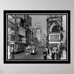 Broadway & 46th impressão CA 1937 da rua NYC
