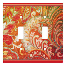 Brocade Contemporânea Vermelho Rico, Amarelo Laran