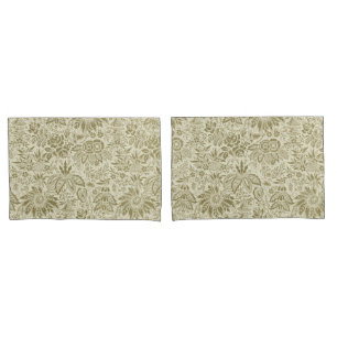 Brocado Botânico Toile Floral Padrão Verde Sage
