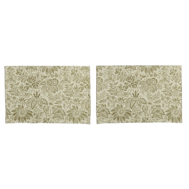 Brocado Botânico Toile Floral Padrão Verde Sage (Frente - conjunto)