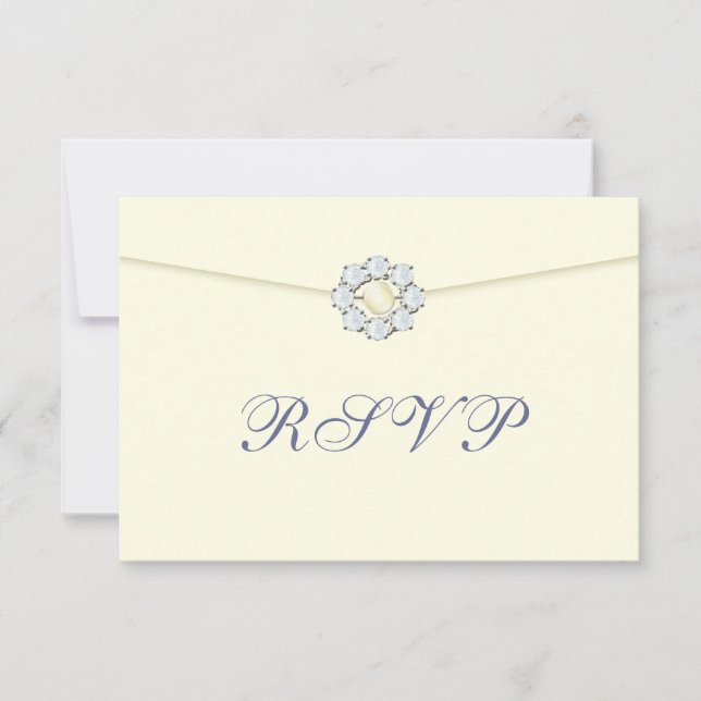 Broche de Diamante e Pérola no Envelope RSVP (Frente)