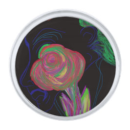 Broche De Lapela Prateado Brinantemente Colorido Prendedor de Lapela Floral 