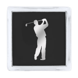Broche De Lapela Prateado Silver Silhouette Golfer