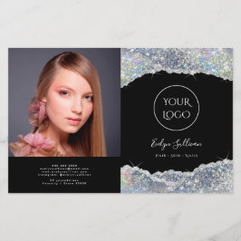 Brochura de bifurcação de brilho iridescente prate