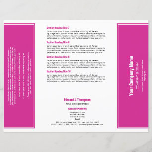 Brochura de borda simples branca magenta