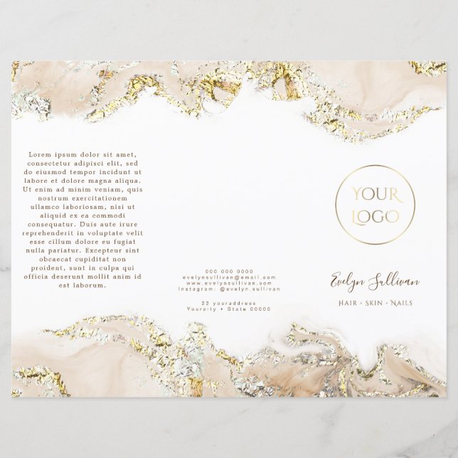 brochura de design de marmoring bege (Frente)