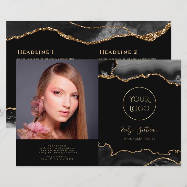 brochura de dourado preto (Frente/Verso)