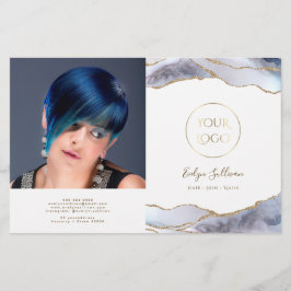 brochura de dupla agate azul de cinza