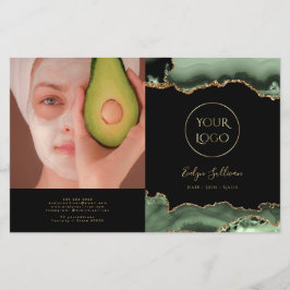 Brochura de dupla agate verde-sábado