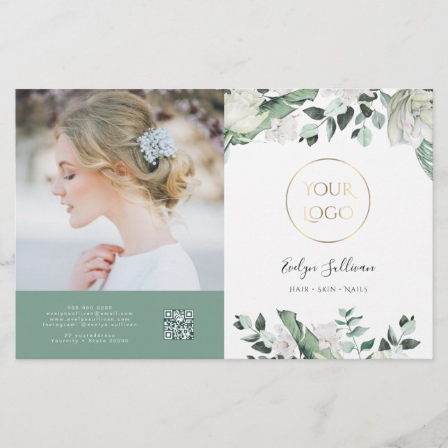 brochura elegante emerald greenery (Frente)