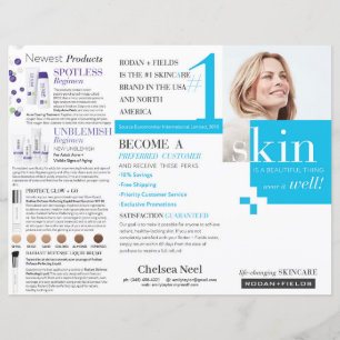 Brochura em três folhas de Rodan e Fields