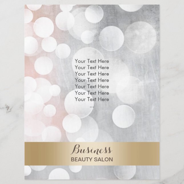 Brochuras sobre salões de beleza Dourada e prata m (Frente)