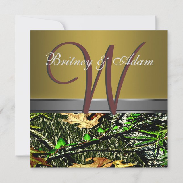 Bronze e convites verdes Mossy do casamento de (Frente)