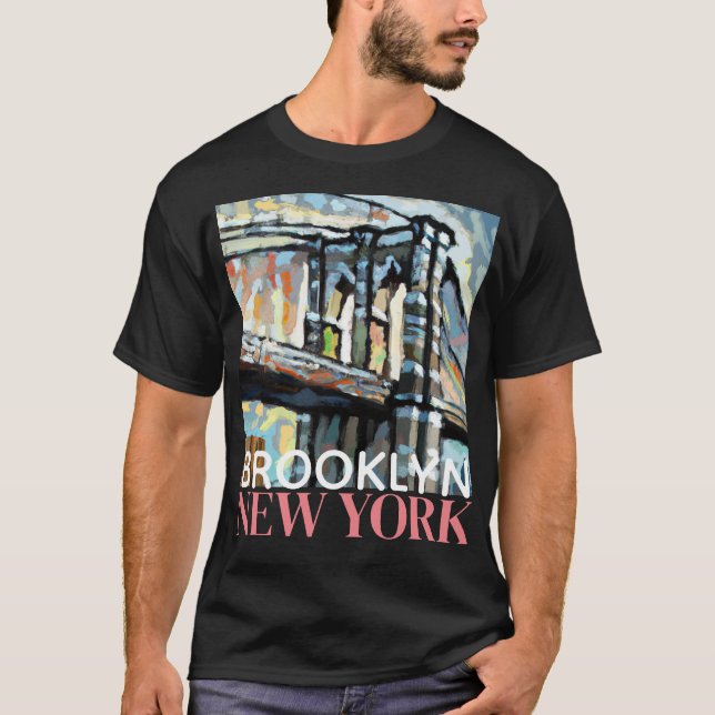 Brooklyn Bridge New York, T-Shirt 2 masculina (Frente)