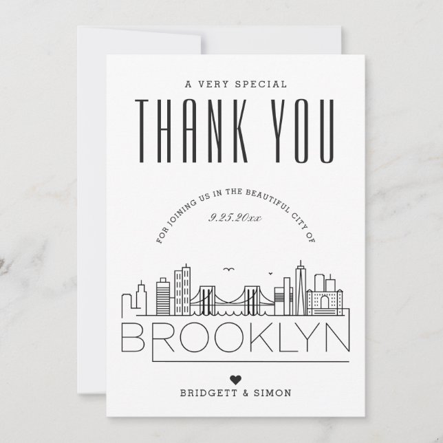 Brooklyn Wedding | Obrigado + Cartão com fotos (Frente)