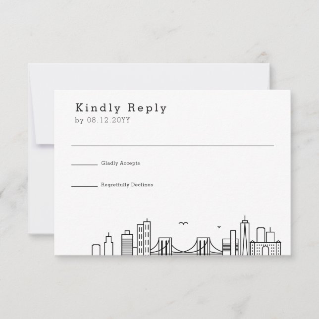 Brooklyn Wedding | RSVP Skyline Estilizado (Frente)