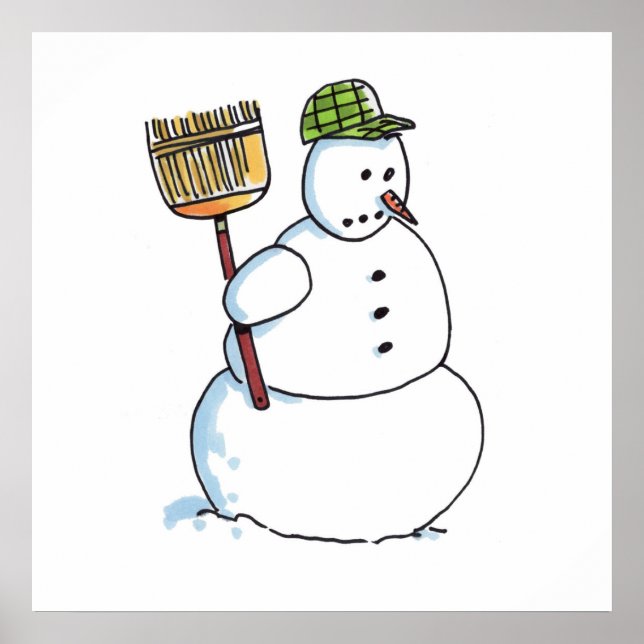 Broom Snowman matte poster (Frente)