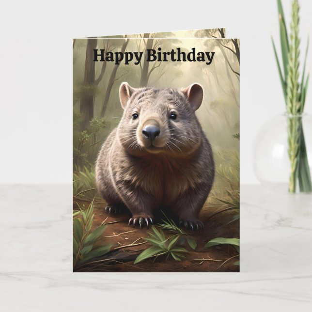 Brown Australian Wombat, Cartão de Aniversário (Frente)