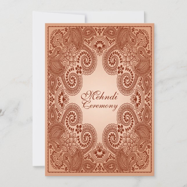 Brown, Convite de festas de Tan Henna Mehndi (Frente)
