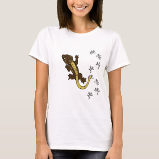Brown Crested a camisa do geco com pegadas