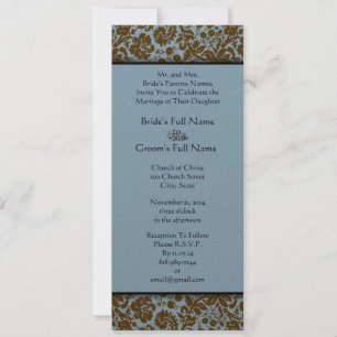 Brown Damask Sobre O Convite Para Casamento Azul D