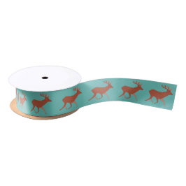 Brown Deer Walking Festive Pattern Mint