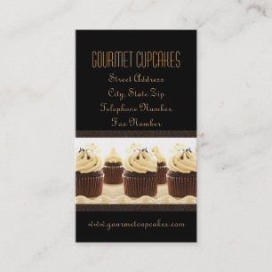 Brown em cartões de visitas pretos do cupcake