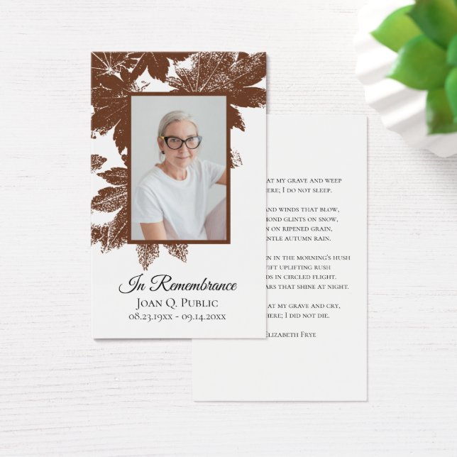 Brown Fall Deixa Oração Memorial Funeral (Mesa)