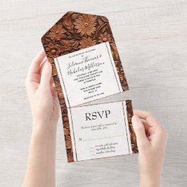 Brown Faux Leather Floral
