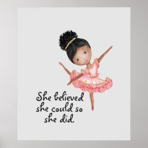 Brown Girl Ballerina com Poster de citação