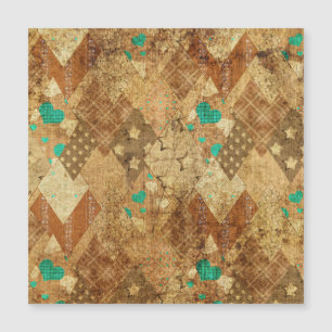 Brown Grunge Quilt Stars Hearts