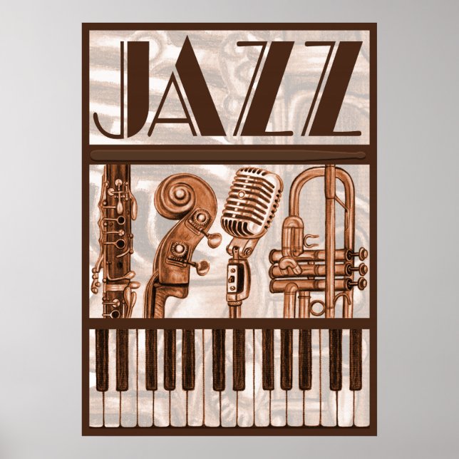 Brown Jazz Music Poster (Frente)