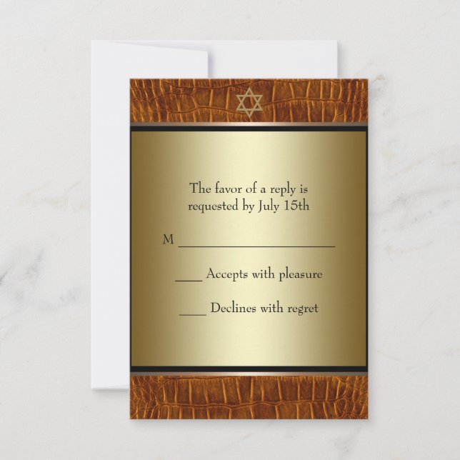 Brown Leather Black Bar Mitzvah RSVP (Frente)
