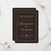 Brown Organic Save The Date Card Convite