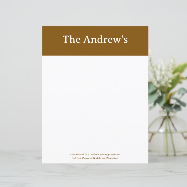 Brown Plain Simple Stationary Paper (Em pé/Frente)